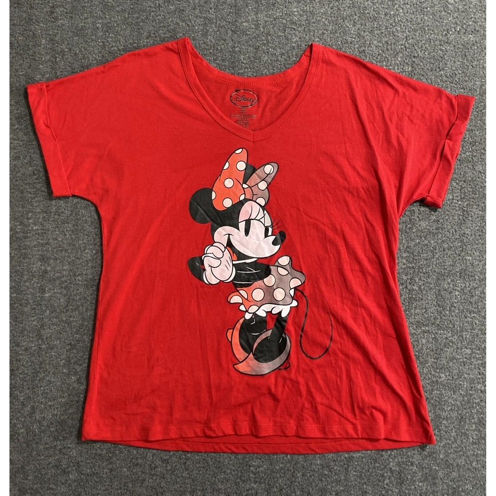 Disney Minnie Mouse Bow Women's Youth red T-Shirt  Size XL (15/17)